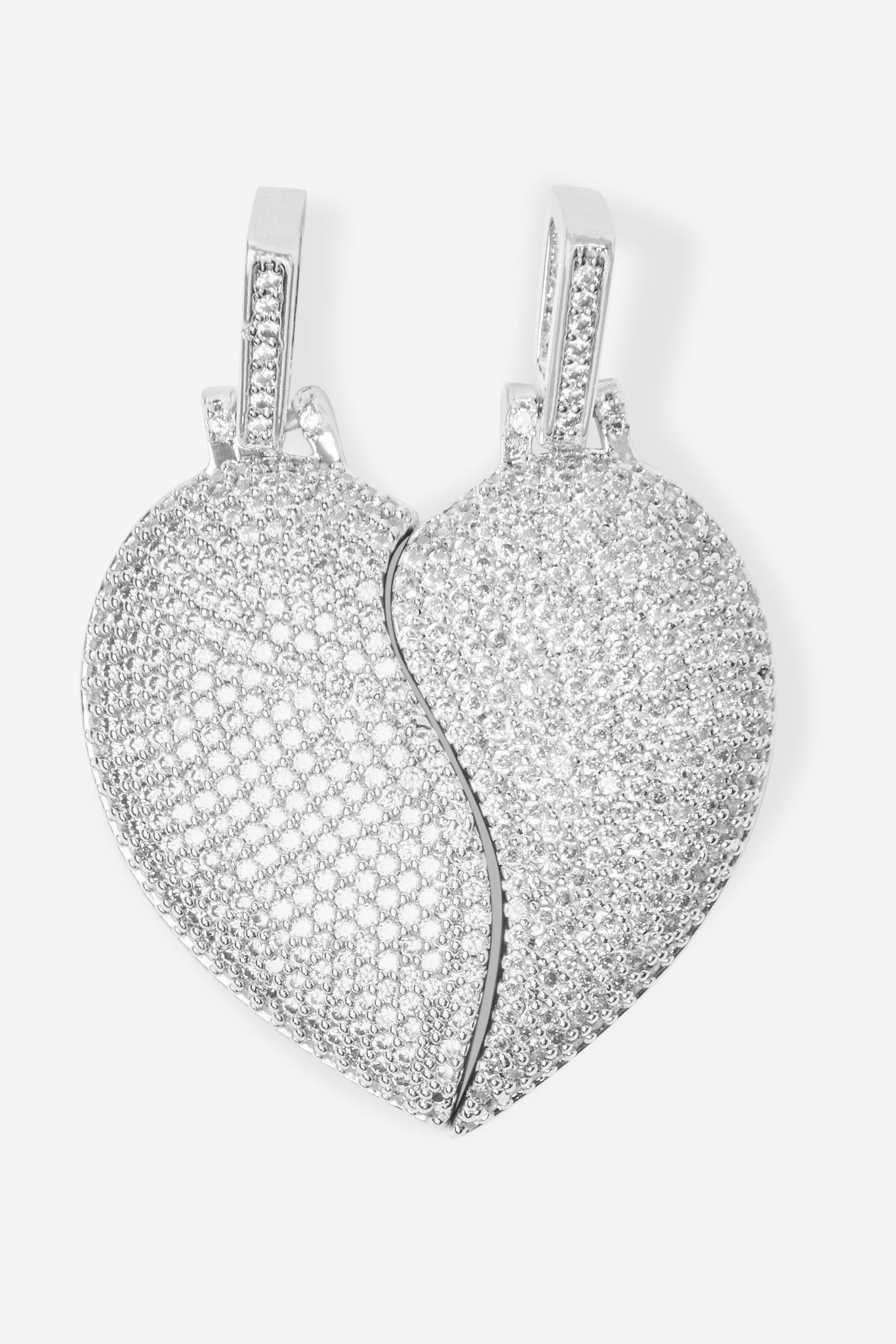 Iced Connecting Heart Pendant - Clear